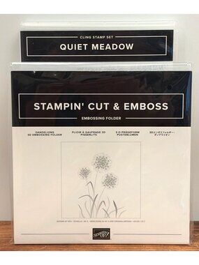 BNDL STAMPIN UP 155082 QUIET MEADOW STAMP SET & 152953 DANDELION 3D EMBOSSING FO